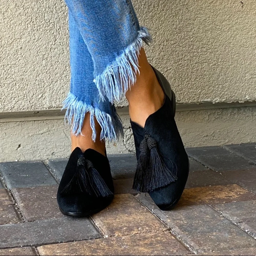 Anthropologie Black Tassel Loafers